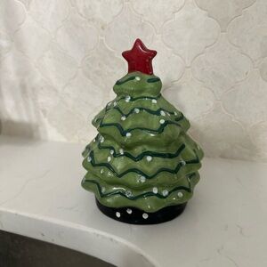 Kirklands Green Ceramic Christmas Tree sponge holder
